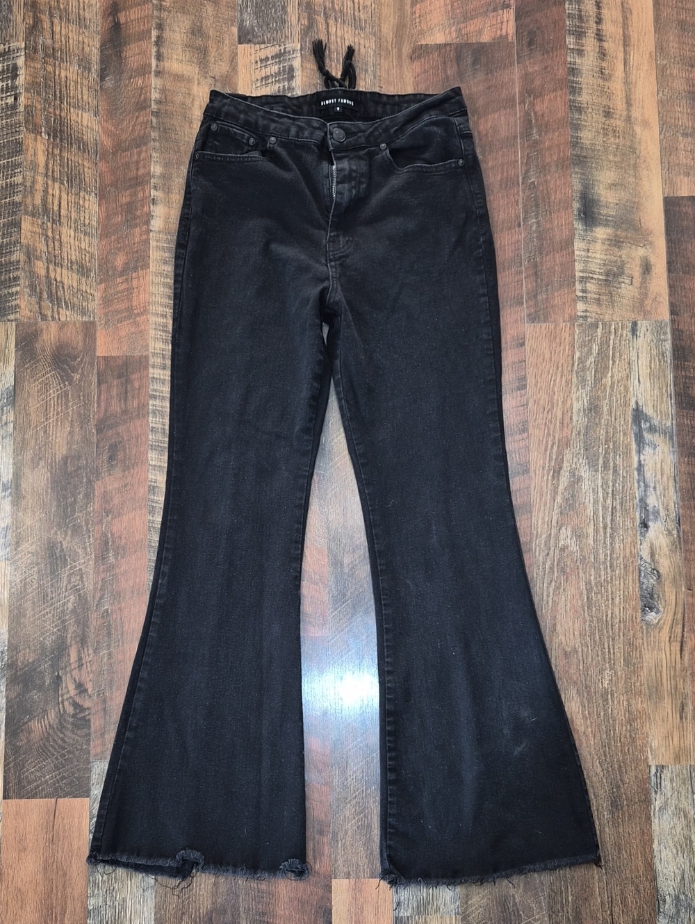 Whimsigoth Almost Famous Black Flared Jeans 9 Grunge Y2K Goth Bell Bottom